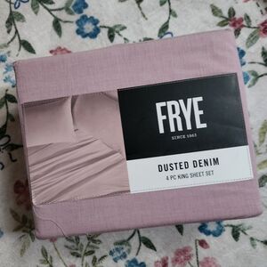 Frye Dusted Denim King Sheet Set - Soft Pink King New